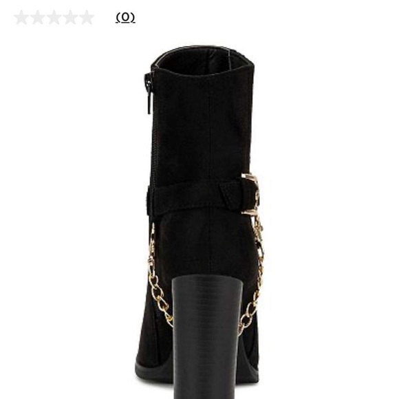 New York & Company Fallon Heeled Ankle Boots Size 10 Black w/ Gold Chain Detail - Picture 4 of 7